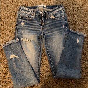 BKE Women's Light Blue Distressed Ankle Skinny Jeans